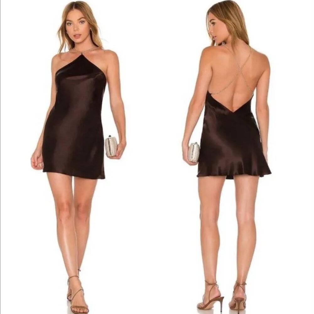 NWOT Revolve Brown Chain Mini Dress